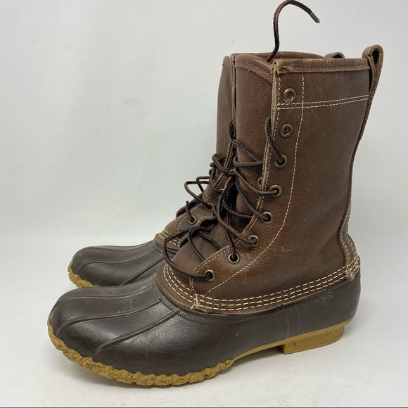 L.L. Bean Women’s 8” Brown Leather Shearling Lined Bean Boots Size 10 Narrow - Picture 2 of 13